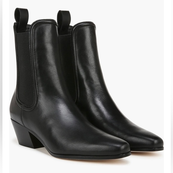 New Veronica Beard Lada Chelsea Boot size 6.5 Black Leather Pull On Ankle Boot - Picture 1 of 14